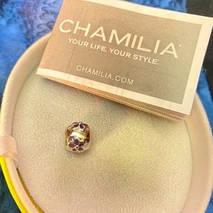 Chamilia Sterling Silver Charm with Purple Flowers